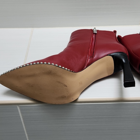 BCBGeneration Beya Leather Ankle Boots with Studded Detail in Rhubarb Color - Picture 5 of 6
